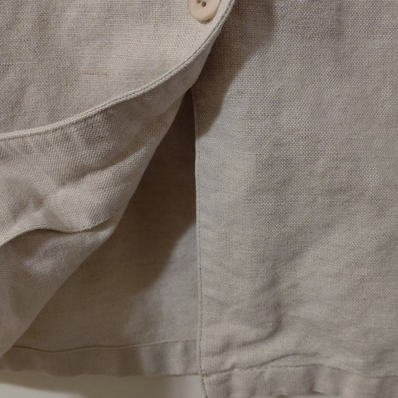 Vintage Linen Button Down Beige Plus Size Skirt Cotton - Picture 6 of 9